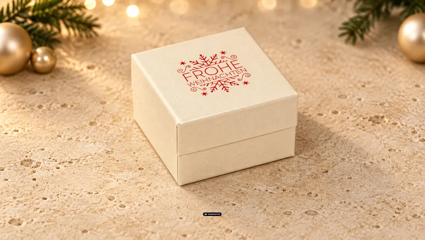 LESER sieradendoosje 0230 PLAIN in crème met het kerstmotief FLAKE in rood