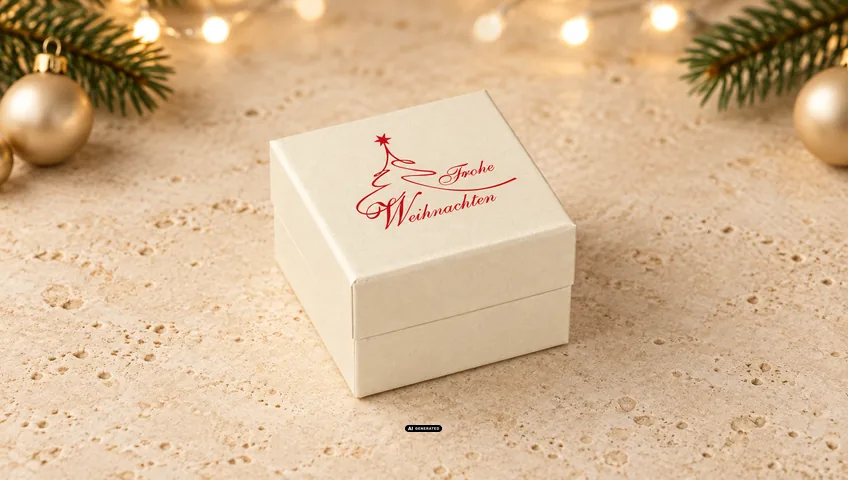 LESER sieradendoosje 0230 PLAIN in crème met het kerstmotief CLASSIC in rood