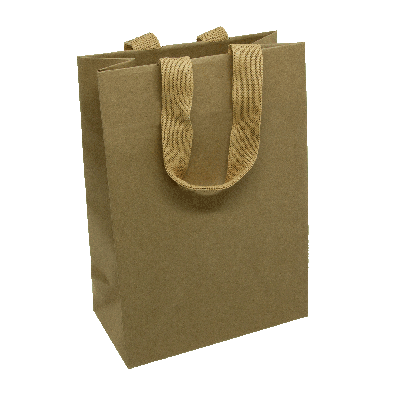 Kraftpapieren draagtassen met handvat in textiellook
