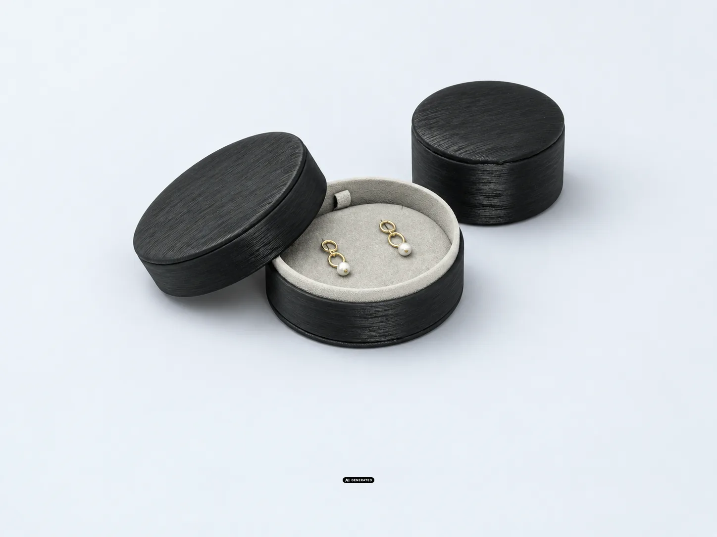 Ronde sieradenetuis uit de serie 5920 ROUND in zwart met oorbellen