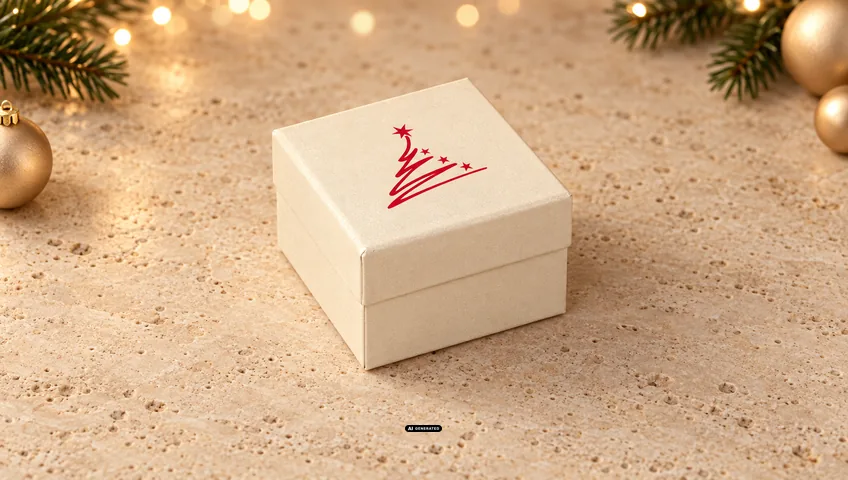 LESER sieradendoosje 0230 PLAIN in crème met het kerstmotief TREE in rood