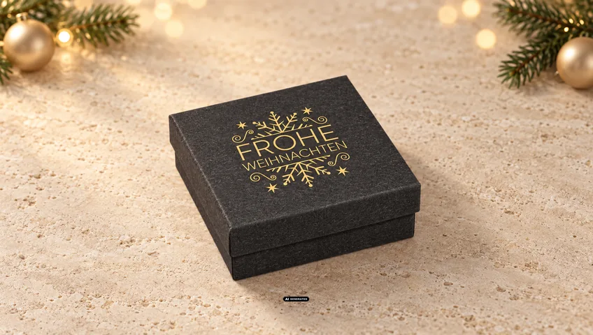 LESER sieradendoosje 0150 in zwart met het kerstmotief FLAKE in goud