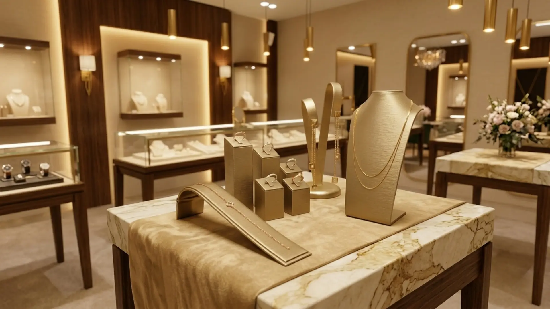 Juwelen standaard in de kleur goud